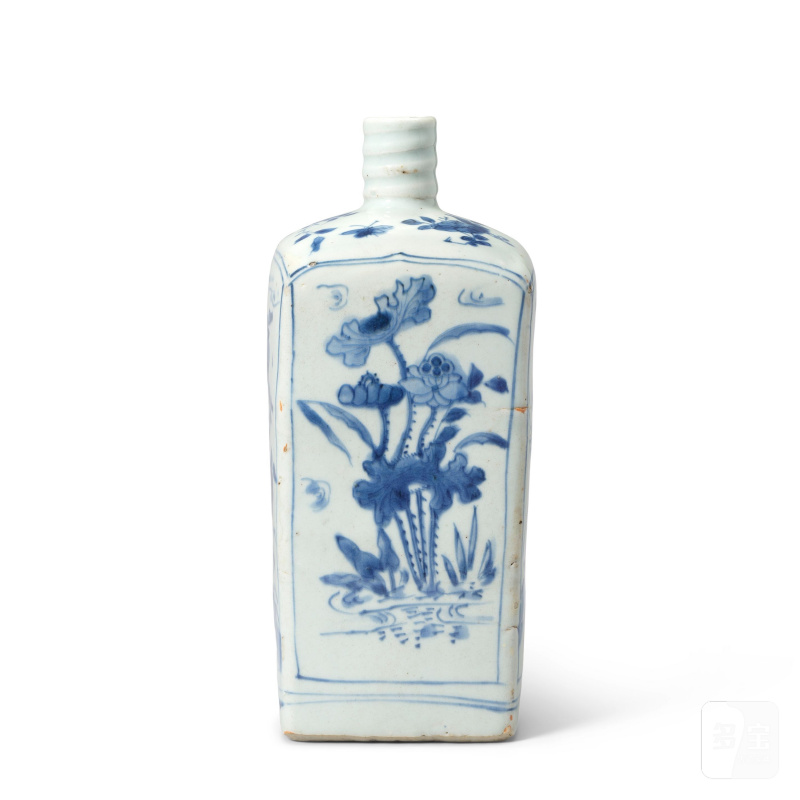 明晚期 青花花卉紋瓶 | A BLUE AND WHITE SQUARE GIN BOTTLE - 图4